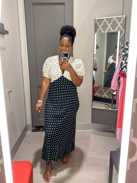 How gorgeous is this dress?! Love the color blocking and polka dots 🤍🖤 It’s perfect for your next event! It’s true to size, I’m wearing a large. #targetstyle #targetfinds

Maxi dress, wedding guest dress, polka dot dress, event dresss

#LTKstyletip #LTKfindsunder100 #LTKSeasonal