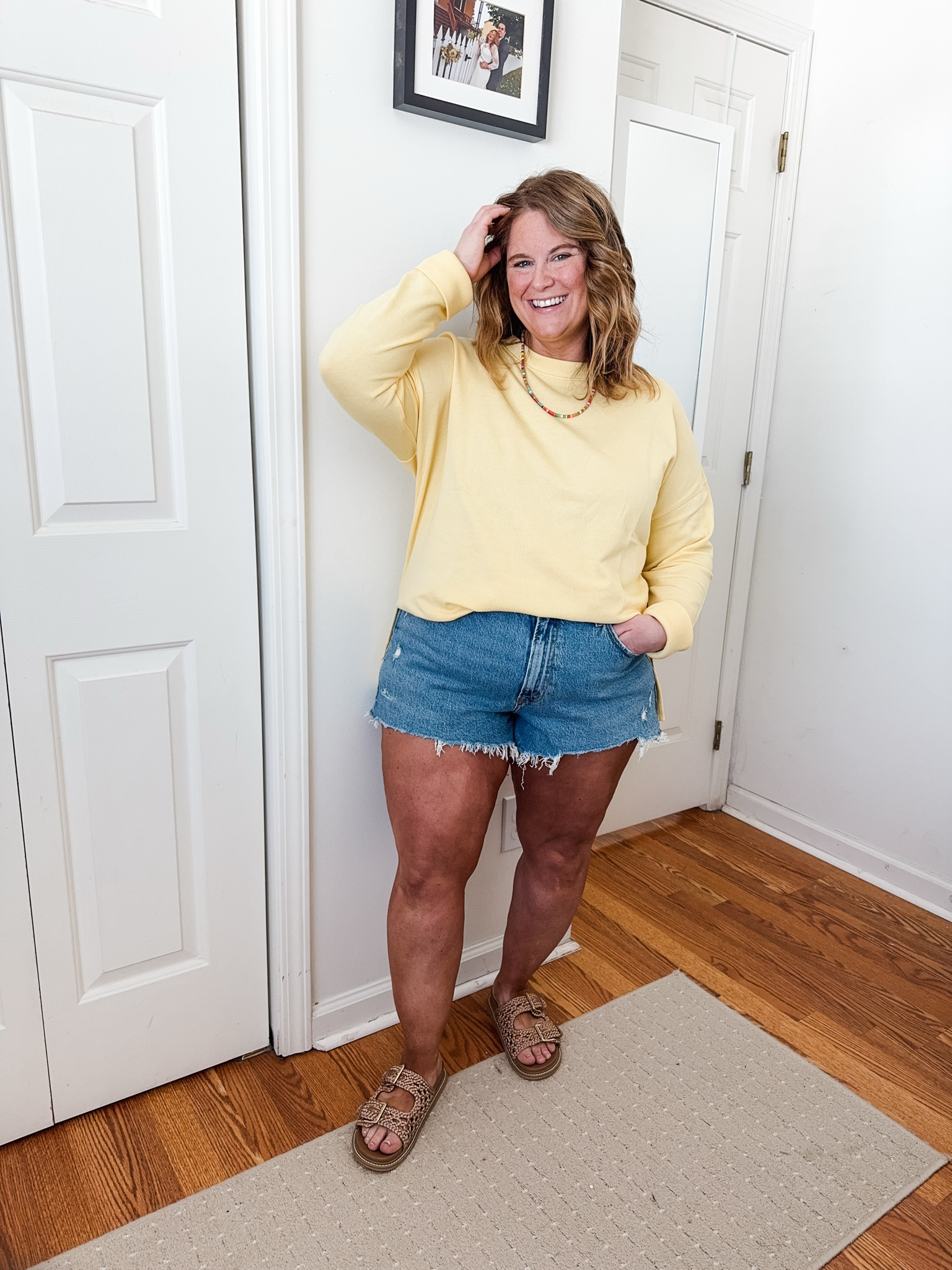 My butter yellow pullover is sold out but I linked similar options.  Wearing a 33 in my denim shorts  

#LTKSeasonal #LTKMidsize #LTKPetite