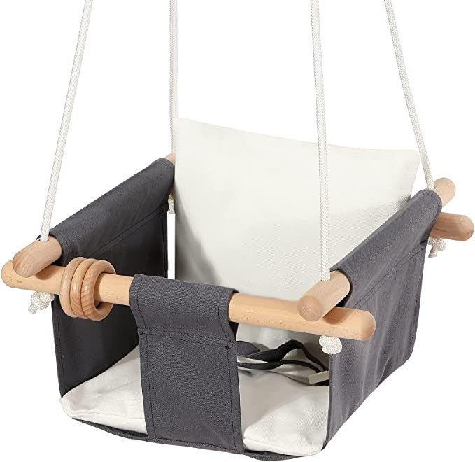 Mlian Secure Canvas and Wooden Baby Hanging Swing Seat Chair Indoor and Outdoor Hammock Backyard ... | Amazon (US)