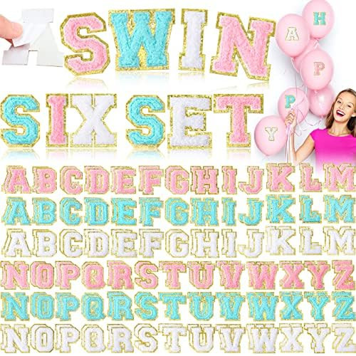 Amazon.com: 156 Pieces Self Adhesive Chenille Letter Patches A-Z Alphabet Chenille Sticker Glitte... | Amazon (US)