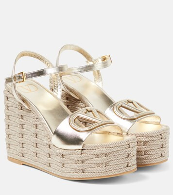 VLogo cutout metallic leather espadrille wedges | Mytheresa (US/CA)