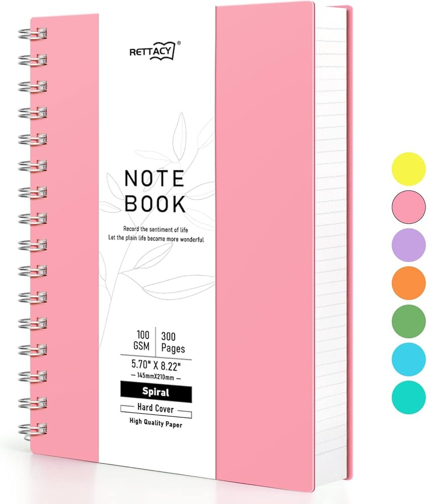 RETTACY A5 Notebook, Notepad, Wirebound Spiral Notebooks 300Pages /150 Sheets for Writing,100gsm ... | Amazon (UK)