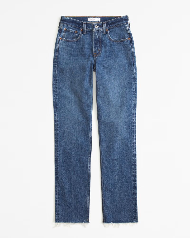 Women's Curve Love Mid Rise 90s Straight Jean | Women's Bottoms | Abercrombie.com | Abercrombie & Fitch (US)