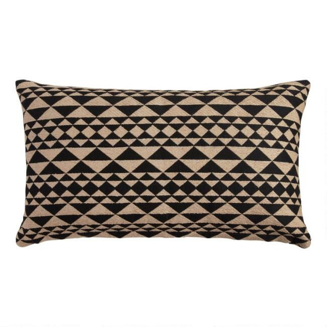 Black and Natural Indoor Outdoor Lumbar Pillow | World Market