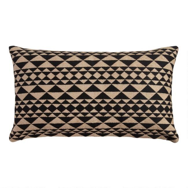 Black and Natural Indoor Outdoor Lumbar Pillow | World Market