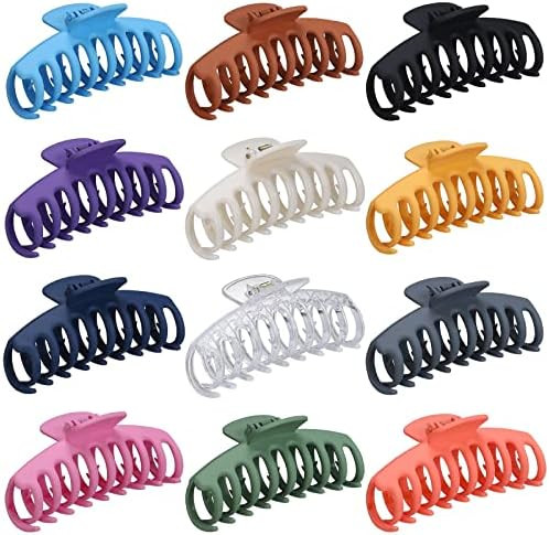 12 Pcs Large Hair Claw Clips Non-slip 4.3 Inch Big Banana Hair Claw Clips for Women Girls , Stron... | Amazon (US)