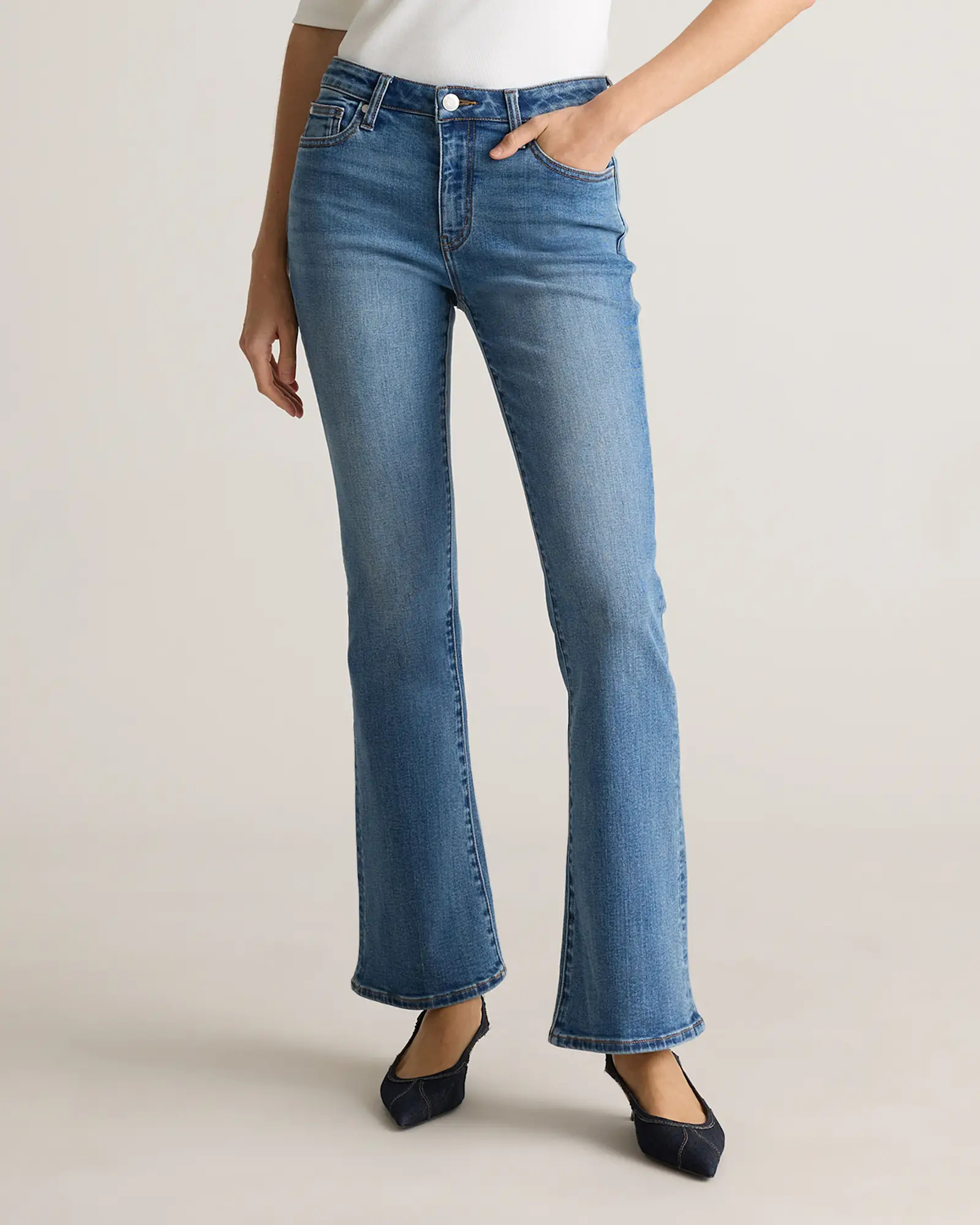 Stretch Mid Rise Flare Jeans | Quince