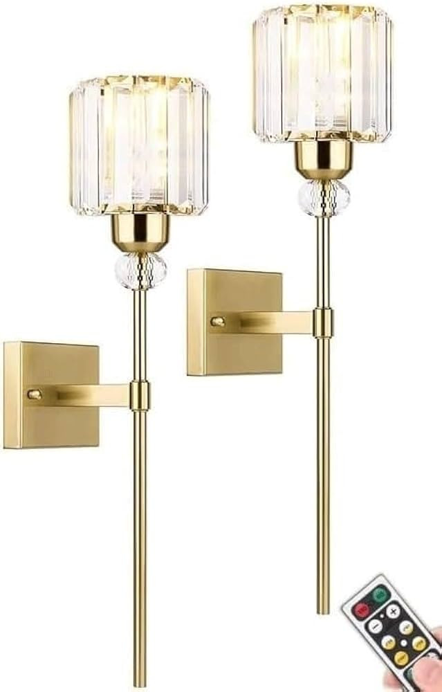 Modern Gold Wall Sconces Lighting Battery Operated set of 2,No wiring Rechargeable Wall Lights Fi... | Amazon (US)