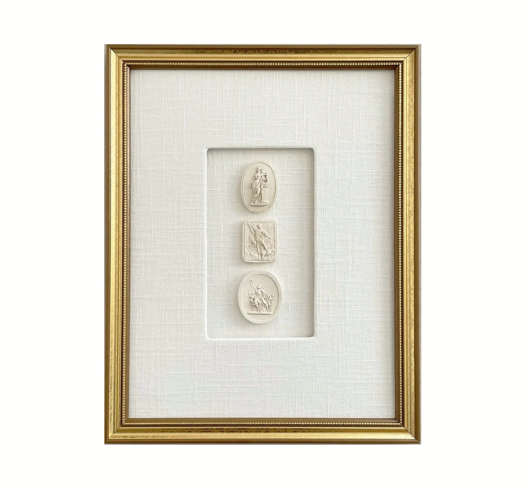 Intaglios No. 6 Ivory European Intaglios Linen Shadowbox Framed Art - Etsy | Etsy (US)