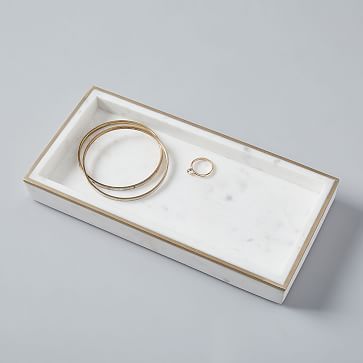 Brass Inlay Marble Tray | West Elm (US)