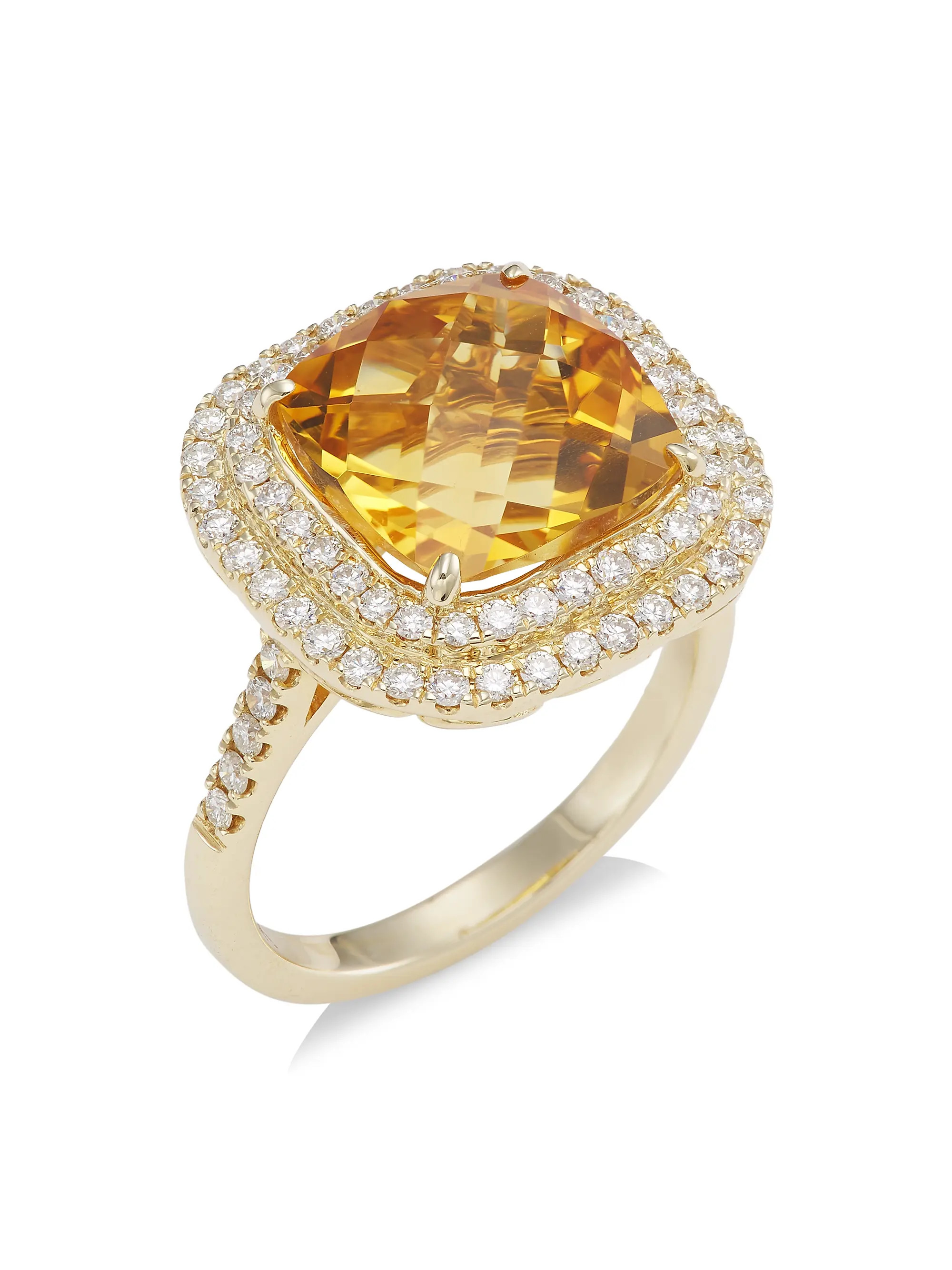 14K Yellow Gold, Citrine & Diamond Cushion Ring | Saks Fifth Avenue