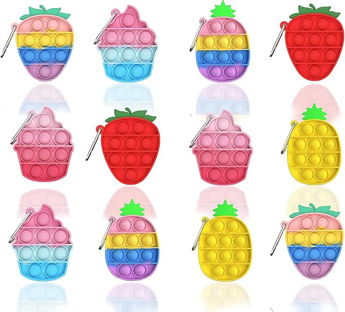 kapibarasensei 12 Pcs Mini Push pop Bubble Fidget Toy, Simple Fidget Toy, Keychain Bubble Pop Des... | Amazon (US)