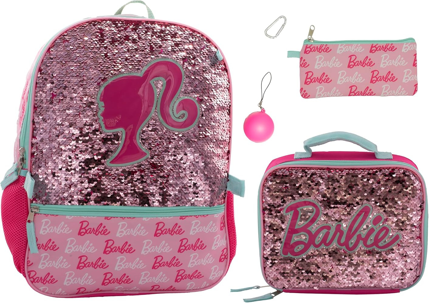 AI ACCESSORY INNOVATIONS Barbie 4 Piece Backpack Set, Sparkle & Shine with this Magic Flip Sequin... | Amazon (US)
