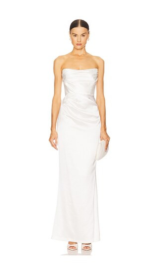 Emelie Strapless Gown in White | Revolve Clothing (Global)