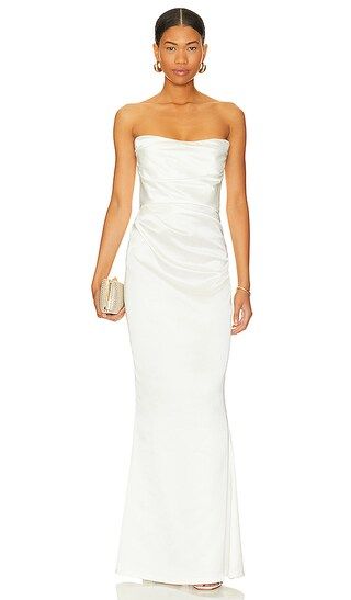 Emelie Strapless Gown in White | Revolve Clothing (Global)