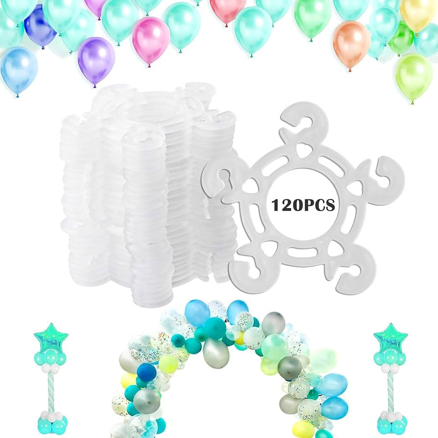 Balloon Clips(120 pcs), Tinabless Balloon Connectors for Decor Balloon Arch, Balloon Column Stand... | Amazon (US)