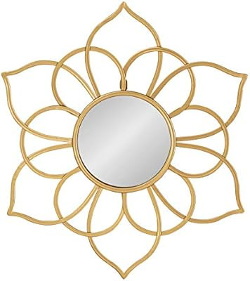 Kate and Laurel Brienne Metal Flower Round Wall Accent Mirror, Gold | Amazon (US)