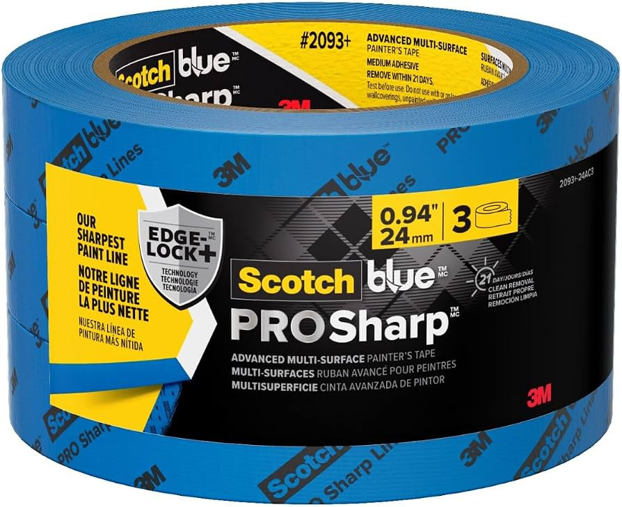 ScotchBlue PROSharp Painter's Tape 1 Inch Wide (0.94 in x 60 yd) 3 Rolls Blue Tape Protects Surfa... | Amazon (US)