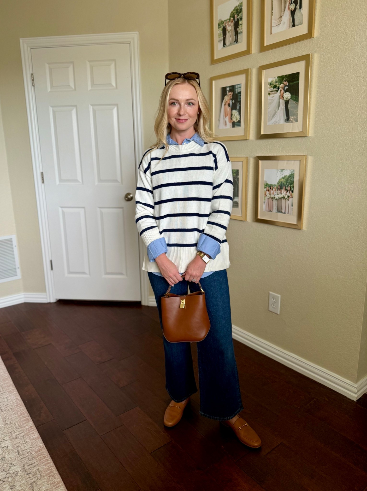 This bejeweled button down is just darling! It’s such a fun play on a classic wardrobe staple. This striped sweater is another classic fall wardrobe piece! Wearing an XS in both tops and 26P in jeans 

#LTKSeasonal #LTKStyleTip #LTKPetite