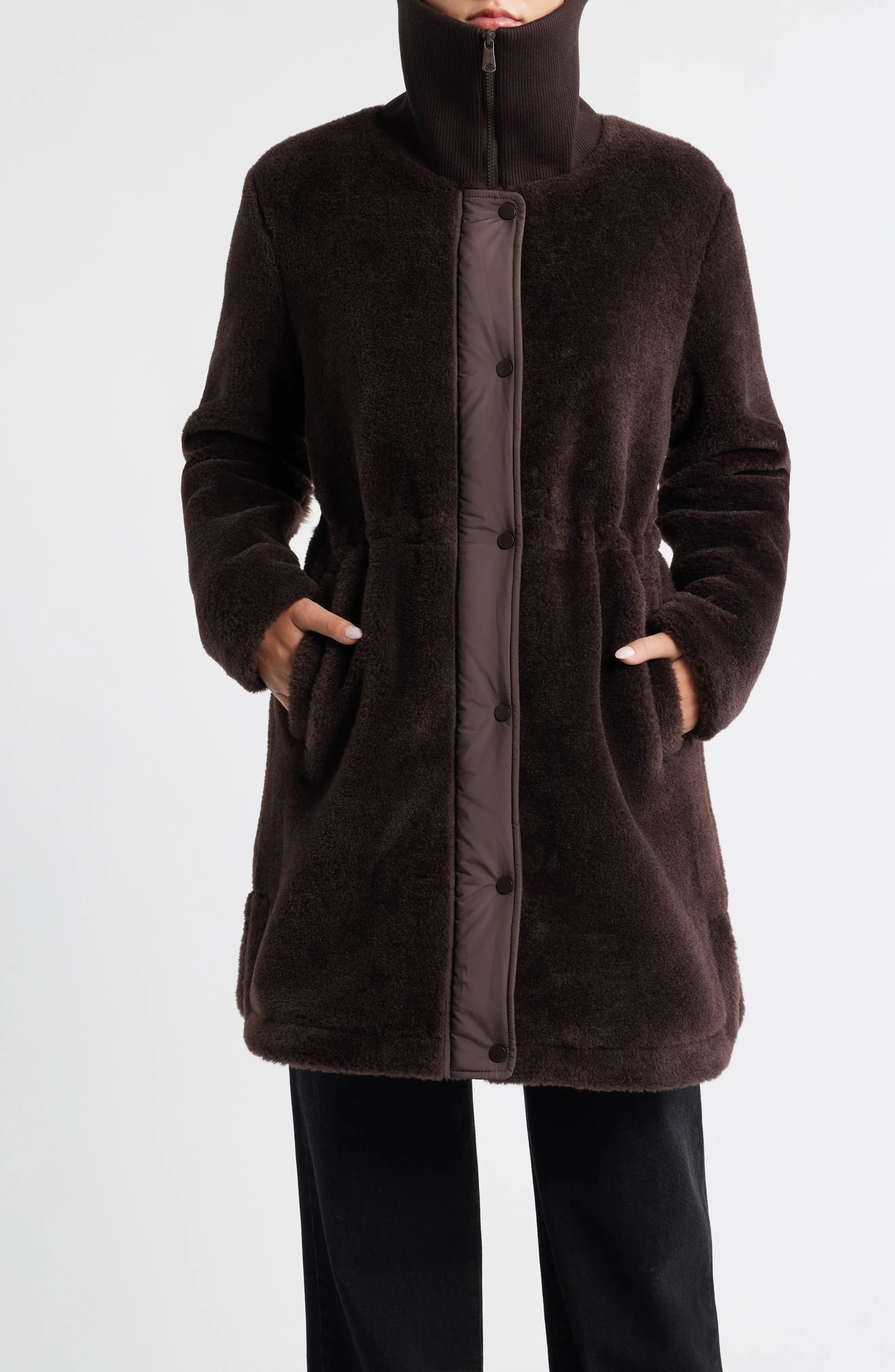 Bernardo Super Soft Faux Shearling Coat in Chocolate at Nordstrom Rack, Size Large | Nordstrom Rack