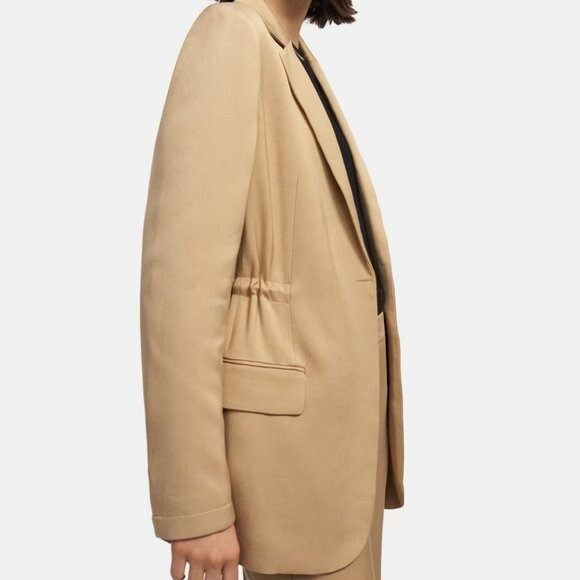 Theory Liquid Twill Draped Blazer 4 Camel Tan Jacket NEW  | eBay | eBay US