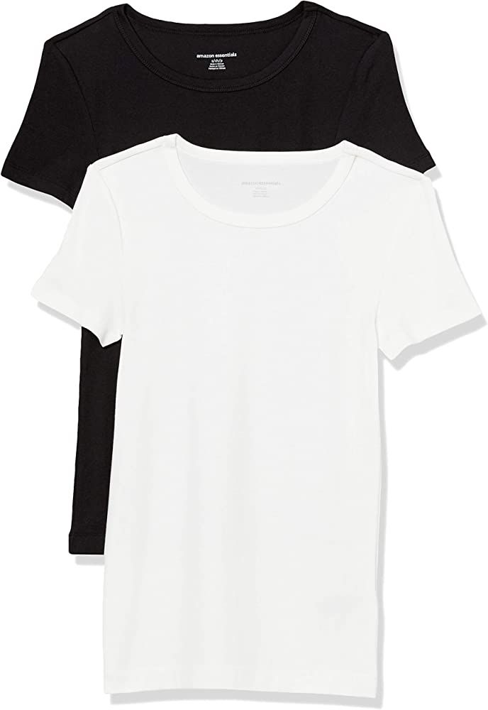 Amazon Essentials Women's 2-Pack Slim-Fit Short-Sleeve Crewneck T-Shirt | Amazon (US)