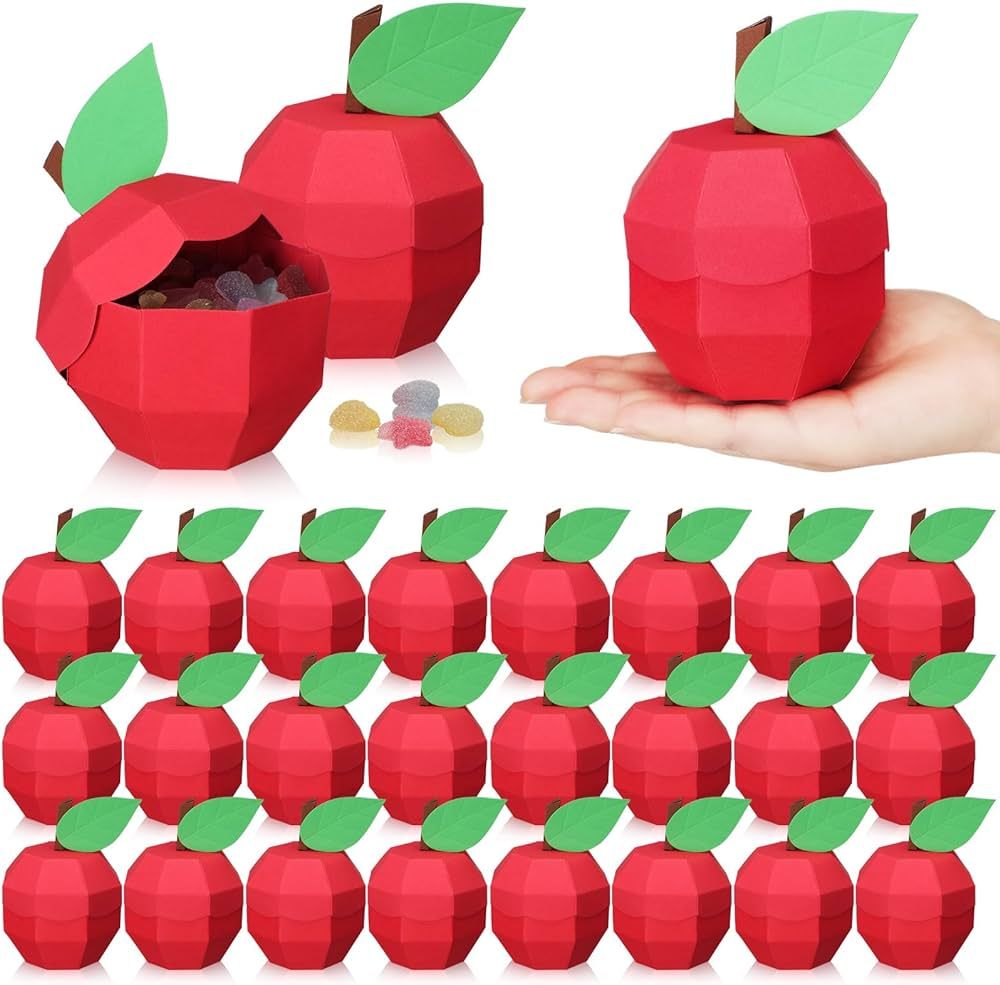 24 Pack 4 x 5 Inch Large Apple Box Teacher Appreciation Gifts Bulk Apple Container Treat Candy Bo... | Amazon (US)