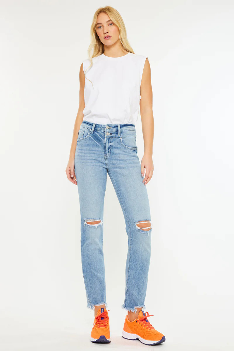 Clover High Rise Slim Straight Fit Leg Jeans | Kancan USA