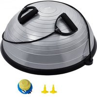 VEVOR Half Exercise Ball Trainer, 23 inch Balance Ball Trainer, 660lbs Capacity Stability Ball, Yoga Ball with Resistance Bands & Foot Pump, Strength Fitness Ball for Home Gym, Full Body Workout, Gray | Vevor US