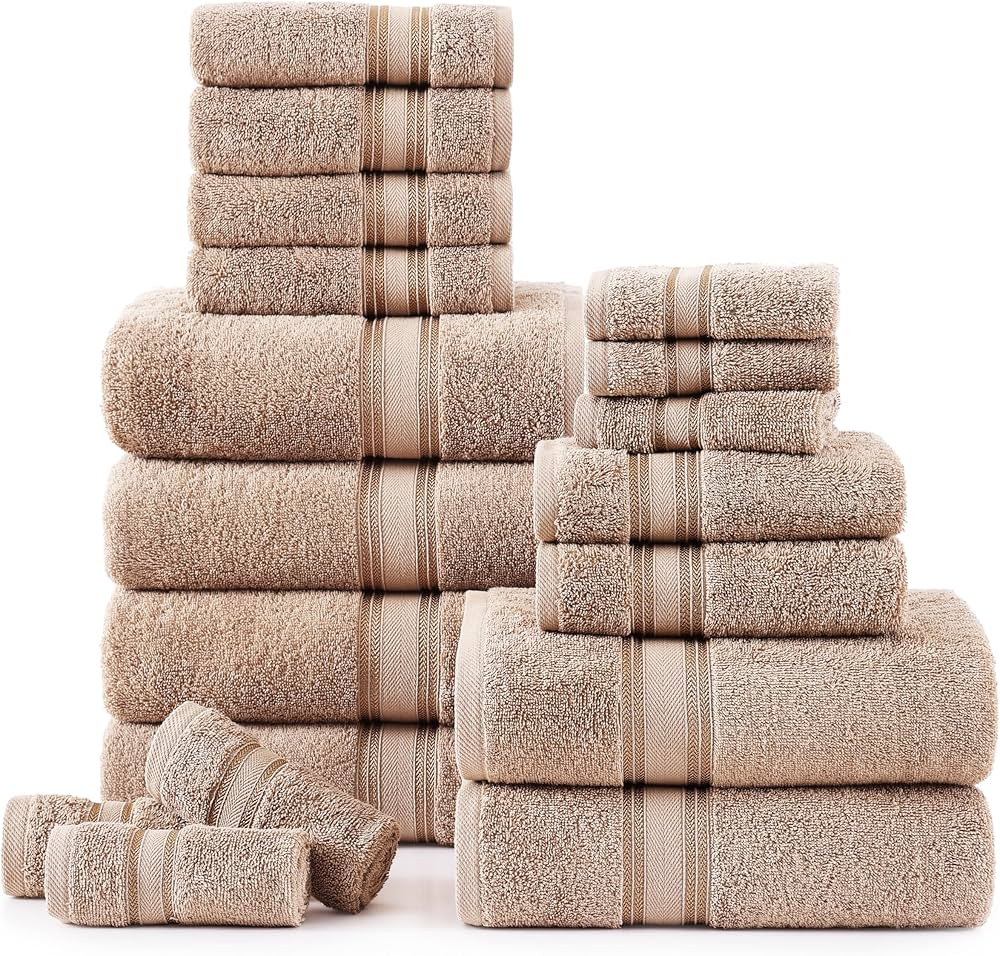 18 PC Bath Towels for Bathroom Sets - 100% Cotton Bathroom Towels, Hotel Bath Towels Set, Super A... | Amazon (CA)