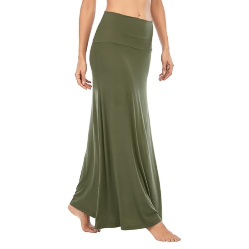 Green Skirts for Women Maxi Skirts Stretch Womens Long Skirt Casual Flowy Skirts Army Green X-Large | Amazon (US)