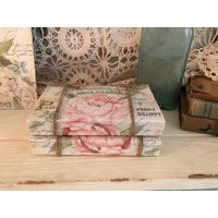 Book Stack, Shabby Chic Pink Peonies, Paris Apt, French Country Decor, Rose & Script Books | Etsy (US)