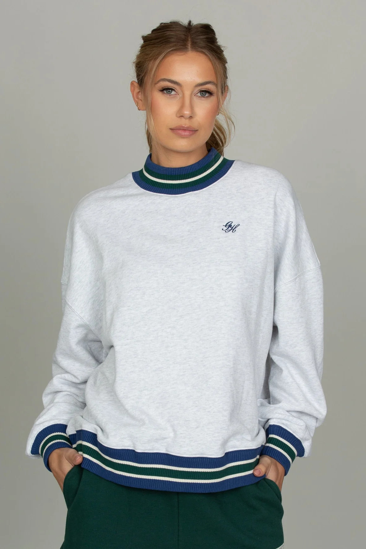 Heather Grey Prep Courtside Mock Neck | Gold Hinge