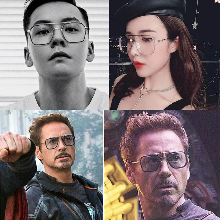 Onrtry Tony Stark Blue Light Blocking Glasses for Men Women Retro Metal Frame Iron Man Spider-Man... | Amazon (US)