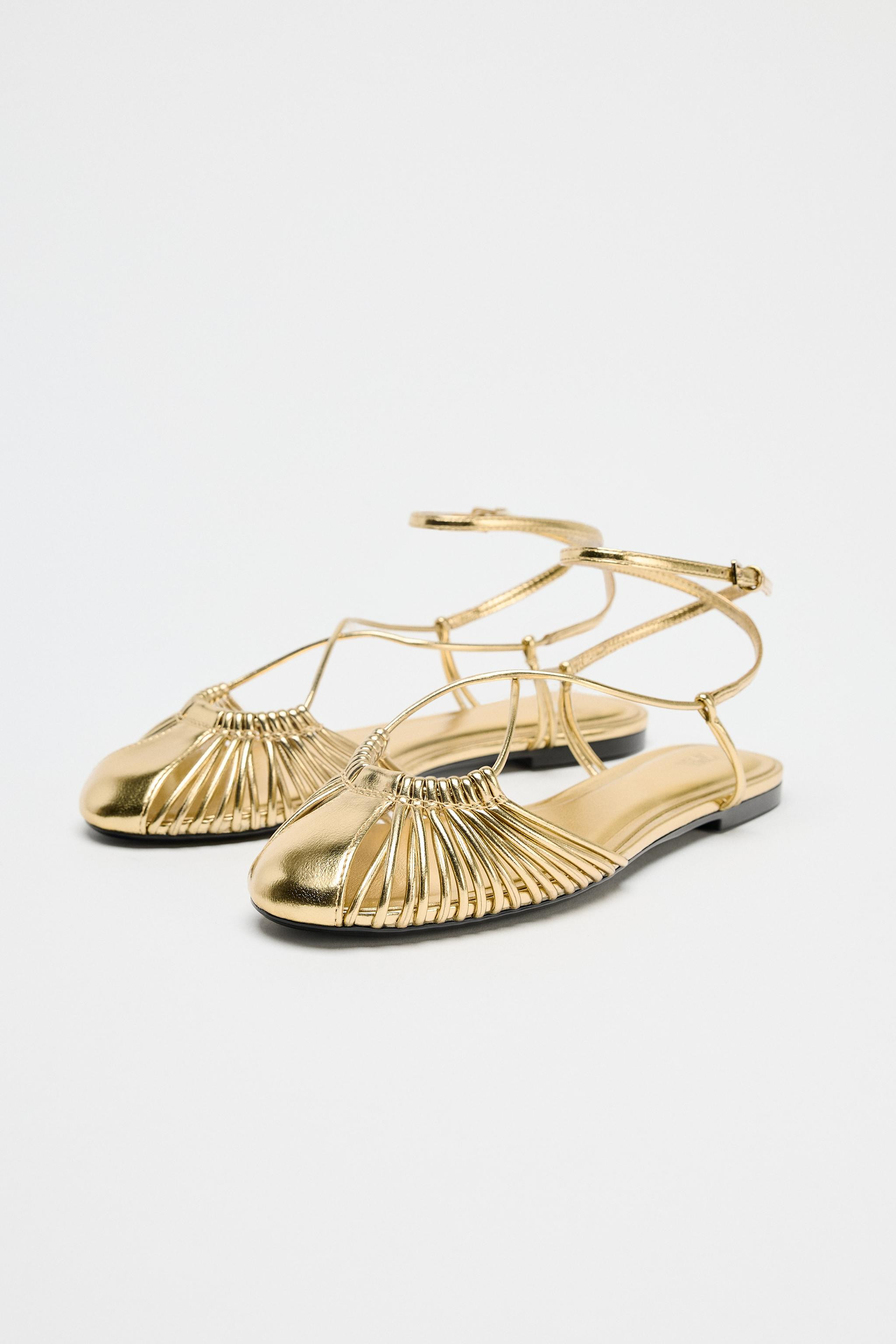 METALLIC STRAPPY FISHERMAN SANDALS | Zara US