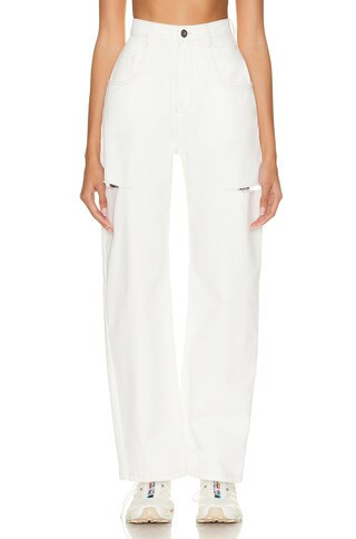 Maison Margiela 5 Pocket Side Slit Jeans in White | FWRD 