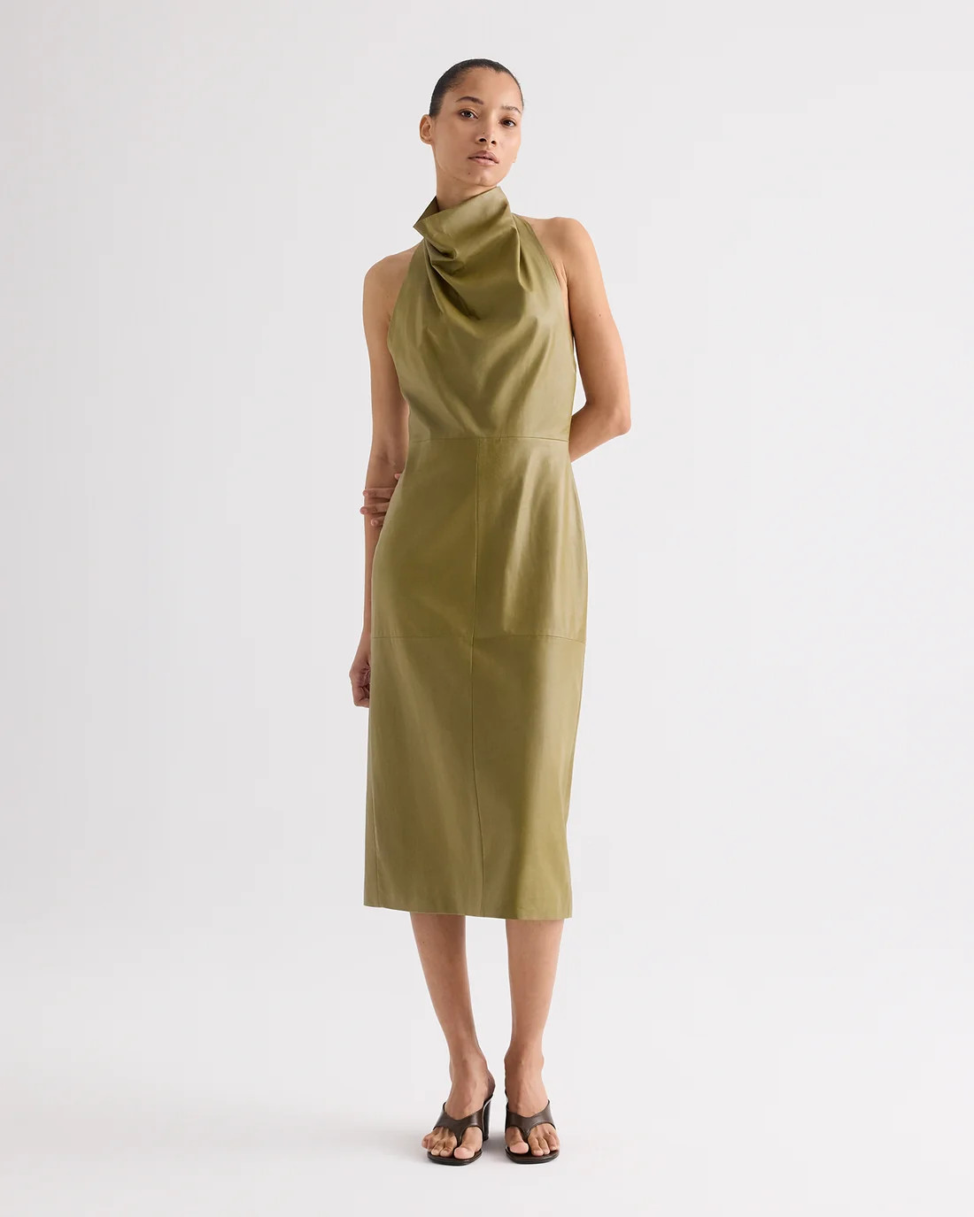 Lola Column Dress in Paper Leather | TWP