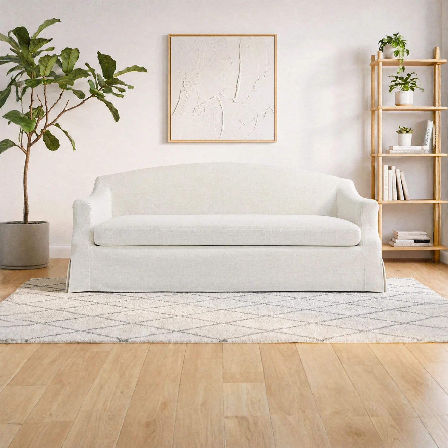 Modern 3-Seater Slipcovered Linen Sofa, 83" Wide Arm Couch for Living Room | Wayfair North America