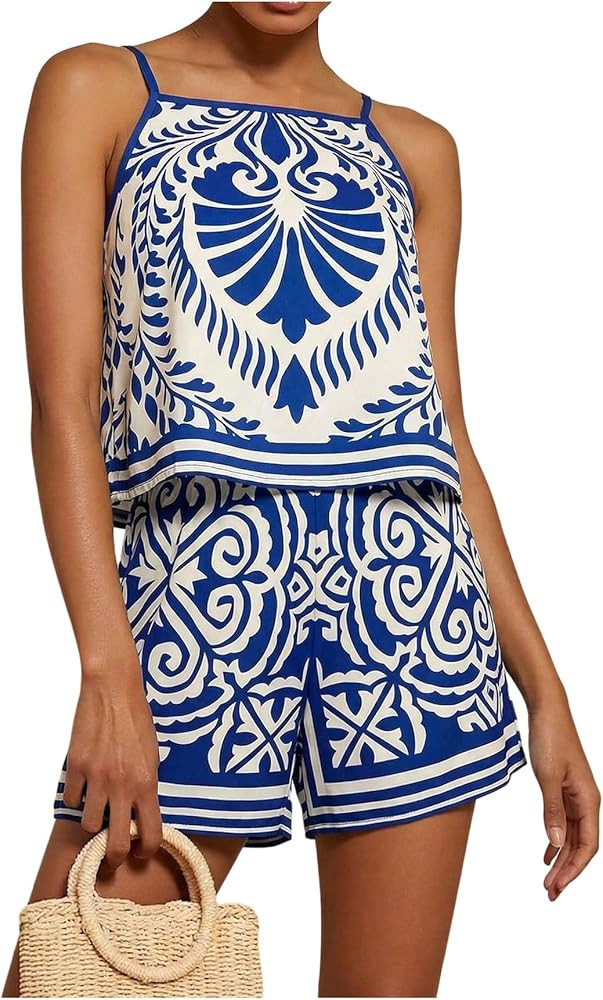 MakeMeChic Women's 2 Piece Sets 2026 Summer Matching Lounge Short Set Tropical Resort Travel Vaca... | Amazon (US)
