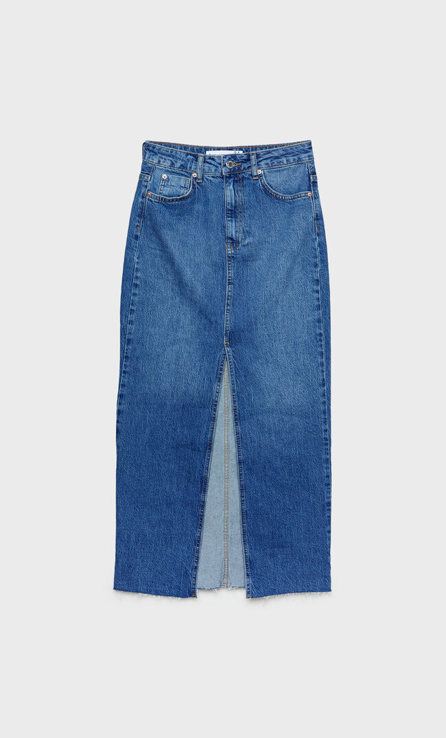 Long denim comfortable skirt | Stradivarius (UK)