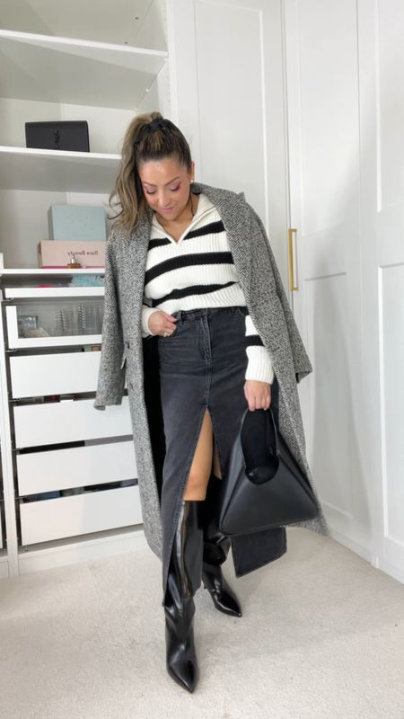 Finding my style💕 Building up my closet with basics, and these are perfect!🙌

And these are all 30% off at Dynamite!❤️

I love how you can dress up denim skirts and also dress them down when you need to🫶

✨ Cropped Quarter Zip Sweater- size Medium
✨ Denim Skirt- size Medium
✨ Tweed Top Coat- size Medium
✨ H&M Boots- size 6 (I sized down)





Winter fashion, winter outfit ideas, holiday outfit inspo, holiday fashion, casual holiday outfit, date night outfit, quarter zip mock neck sweater, black denim maxi skirt, black knee high boots, affordable shoes, affordable fashion, top coat, long coat, winter coat, midsize fashion, midsized approved, Karla Kazemi, Latina, mom Style, mom outfits, mama style, easy outfits.

#LTKmidsize #LTKCyberWeek #LTKfindsunder100