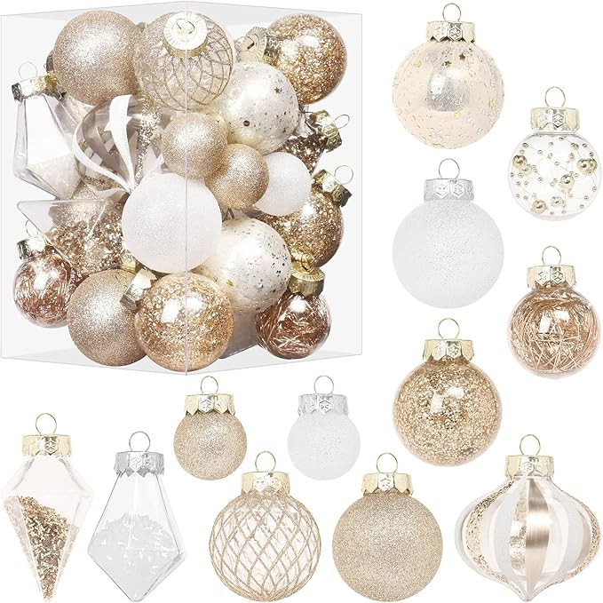 Christmas Ball Ornaments Set, 34PCS Clear Plastic Shatterproof Christmas Ornaments for Xmas Tree ... | Amazon (US)
