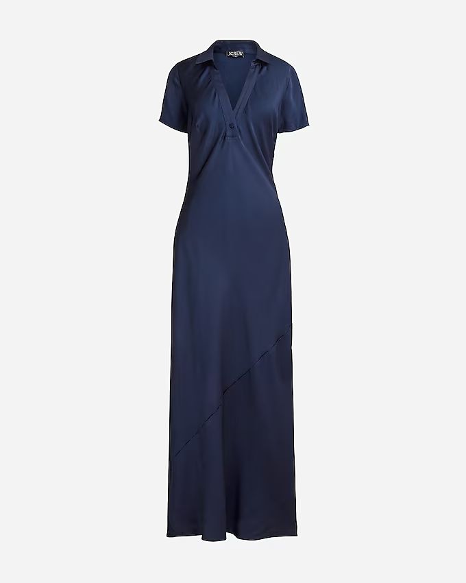 Short-sleeve maxi slip dress in luster crepe | J.Crew US
