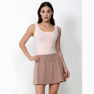 Single Stitch Women's Pleated Skort (Tan, Small) | Target
