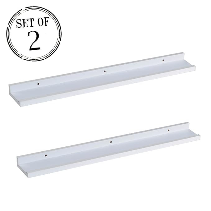 O&K Furniture Picture Ledge Wall Shelf Display Floating Shelves (White,31.5" Length, Set of 2) | Amazon (US)