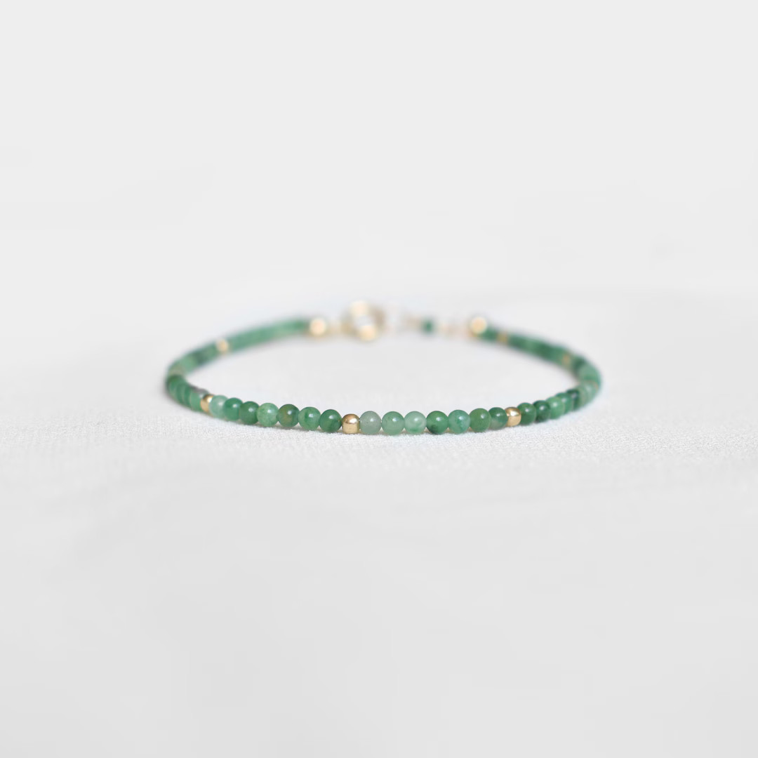 Natural Jade Bracelet Healing Gemstones Harmony, Prosperity, Good Luck Dainty Beaded Bracelet Ele... | Etsy (US)