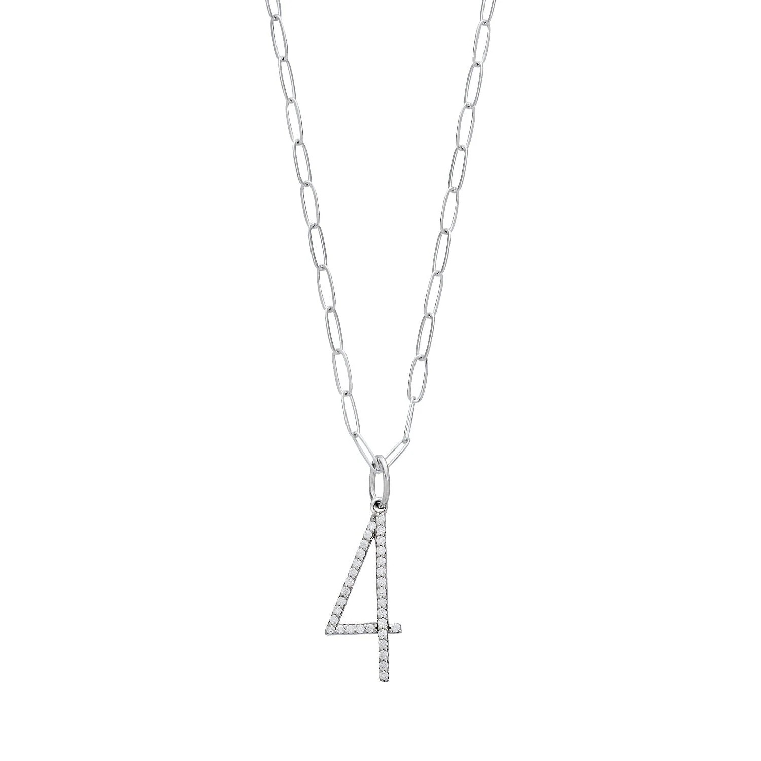 Pavé Elongated Number Necklace | Tiny Tags (US)