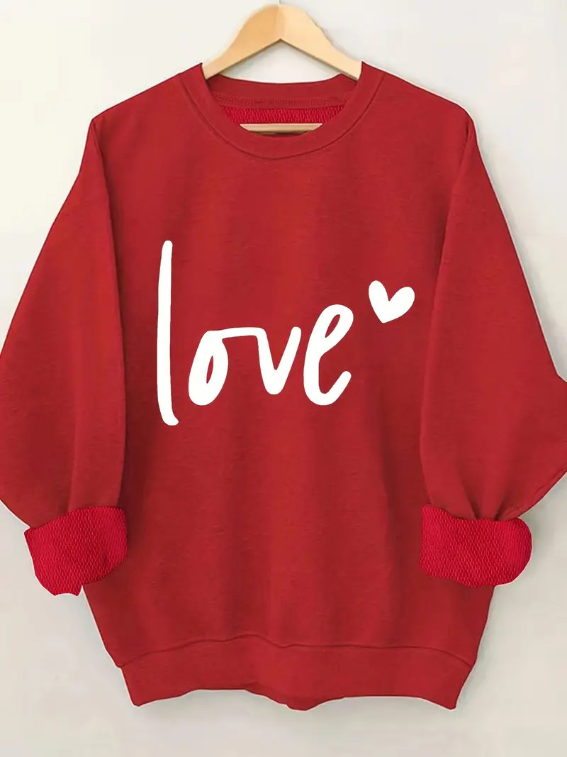 Valentine's Day Letter Print Pullover Sweatshirt, Casual Long Sleeve Crew Neck Sweatshirt For Fal... | Temu Affiliate Program
