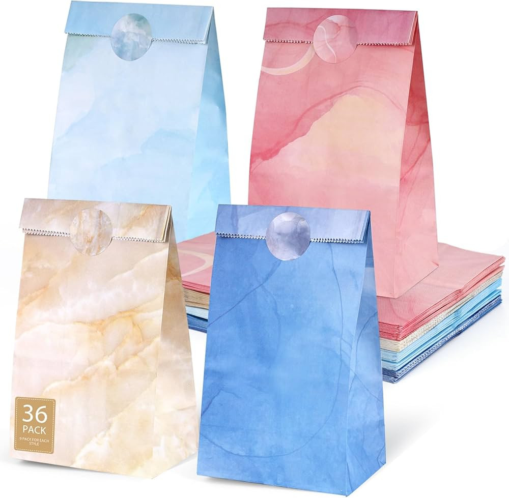 JOHOUSE 36PCS Party Favor Bags, Colored Lunch Bags Goodie Bags with Sealing Stickers Birthday Gif... | Amazon (US)