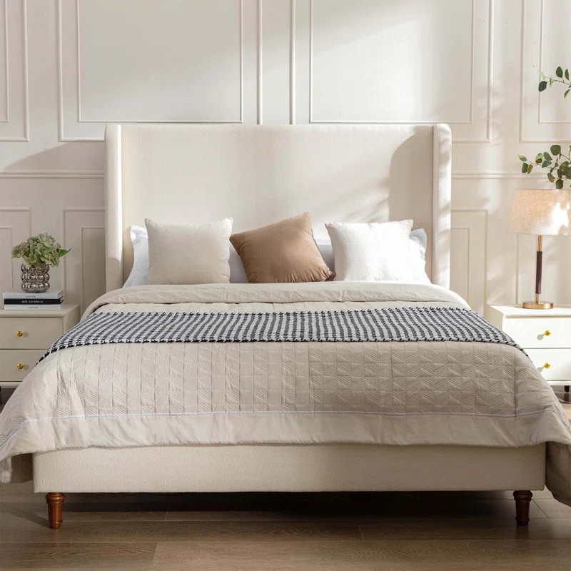 Mozter Boucle  Upholstered Wingback Bed | Wayfair North America